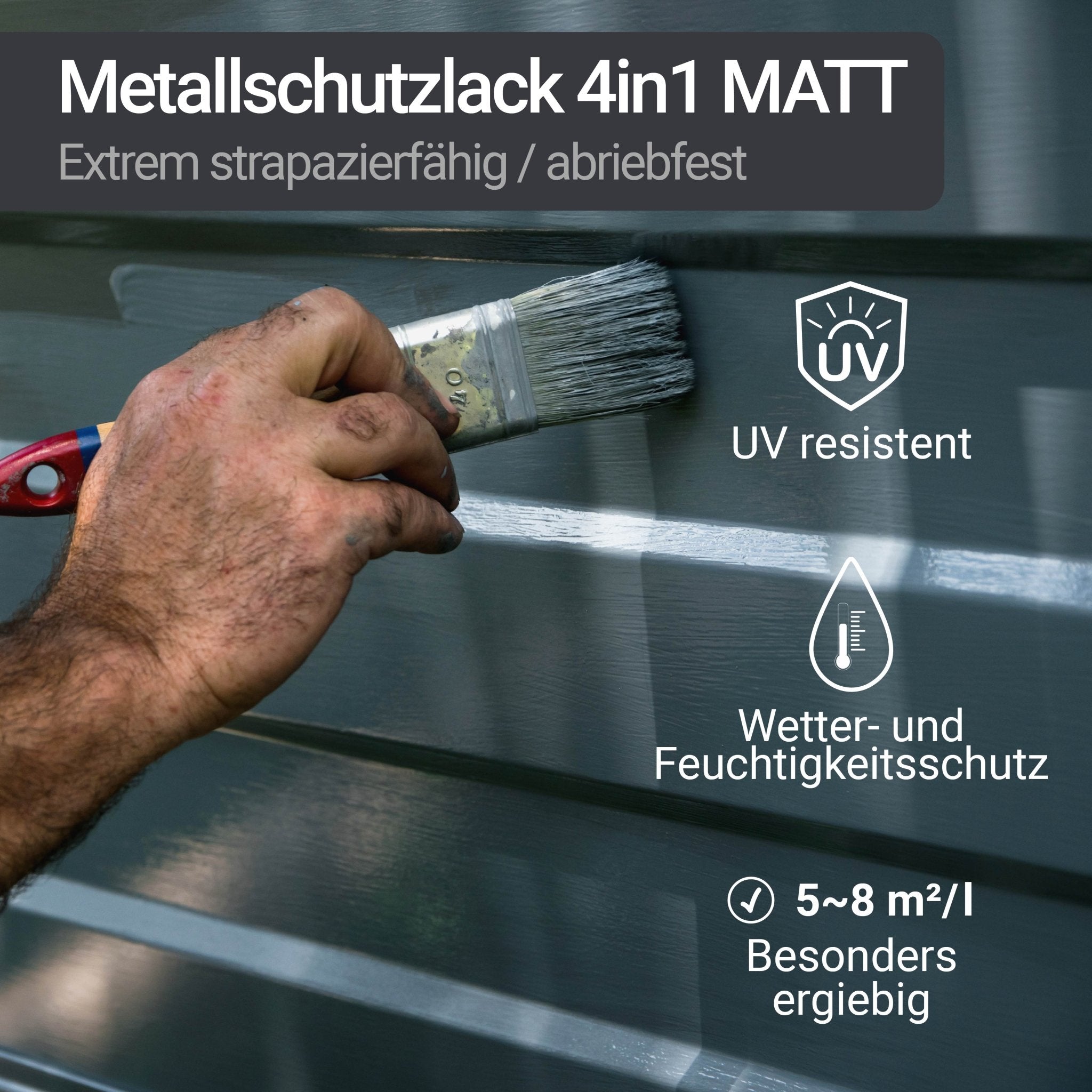 Metallschutzlack 4in1 Metalllack Metallfarbe Metallschutzfarbe MATT W909 0,75-5L