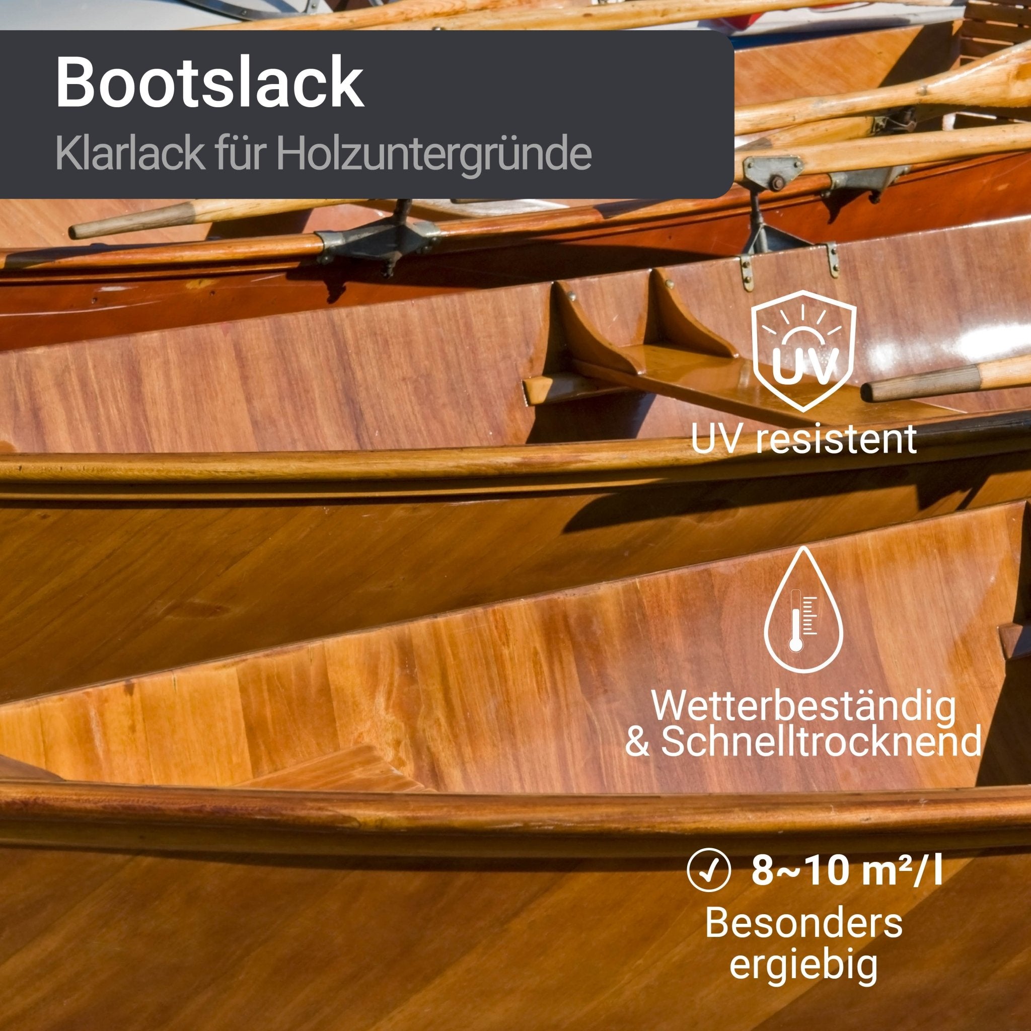 Bootslack Bootsfarbe Schiffslack Holzlack Seidenglänzend für Holz Boot Schiff W400 0,75-5L