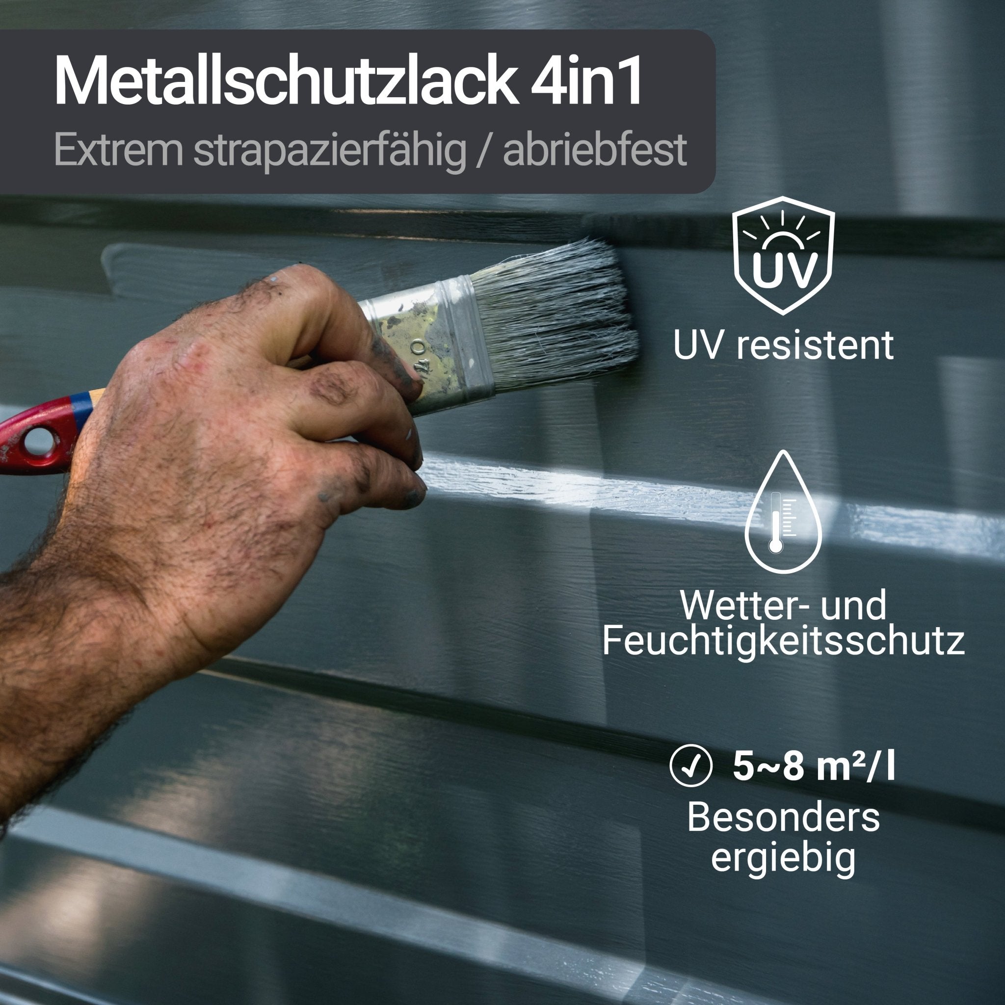 Metallschutzlack 4in1 Metalllack Metallfarbe Metallschutzfarbe W908 0,75-5L