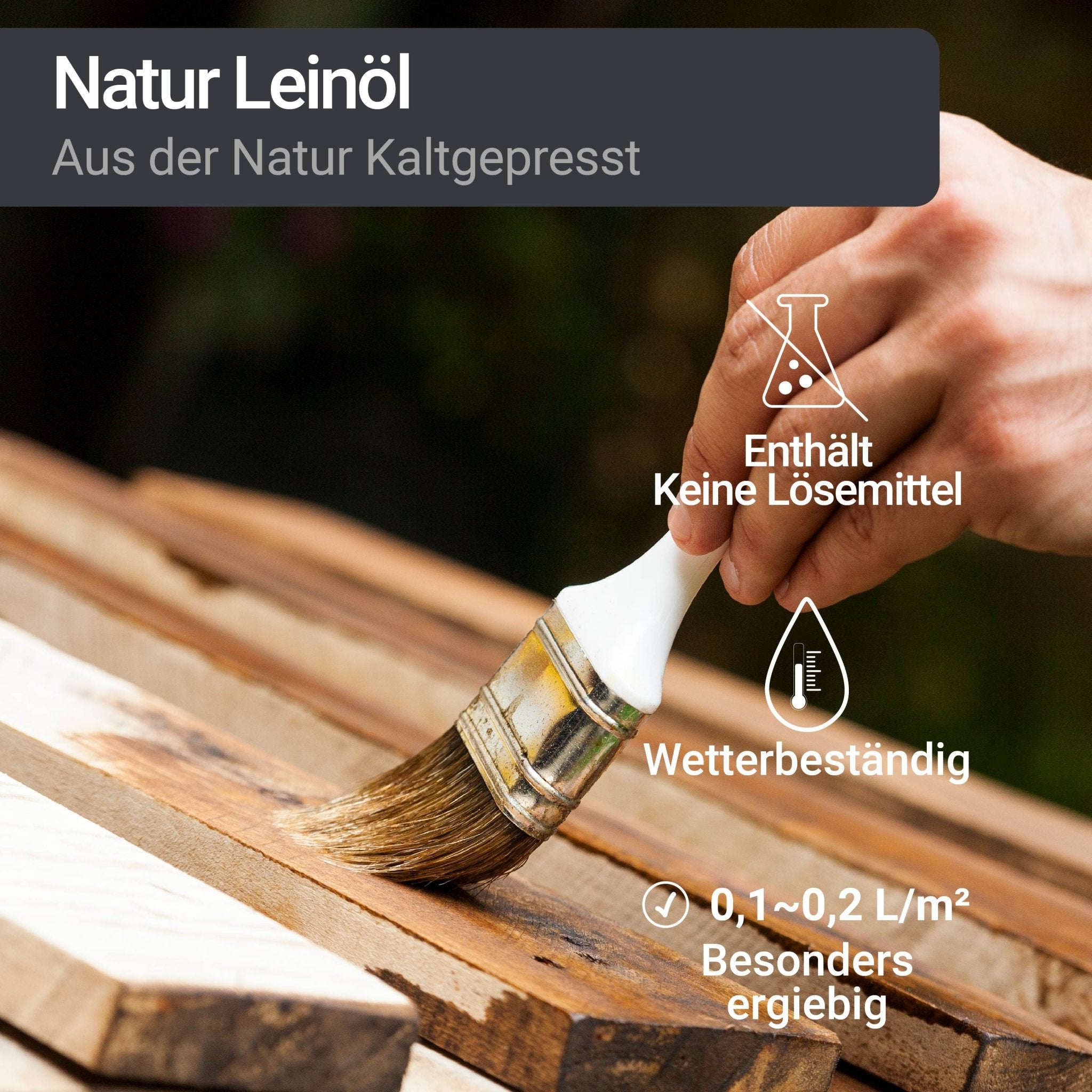 Natur Leinöl Holzöl Holzschutz Holzpflege Pflegeöl Holz Eiche Buche W200 0.75-10L