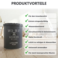 Peinture d'intérieur Murs et plafonds au Latex Blanc Lavable - Aspect satiné W556 1-20L