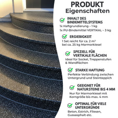 Carpeta de alfombra de piedra de PU Vertical Pared vertical Base de escalera Guijarros de mármol W738 1-9Kg