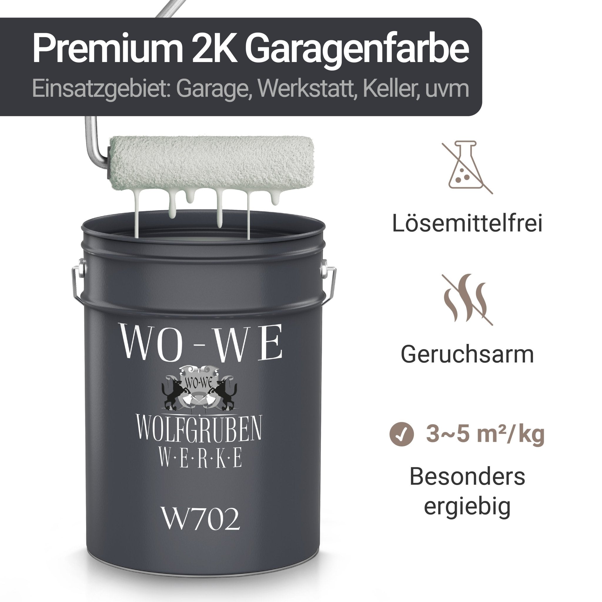 2K Epoxidharz Garagenfarbe Bodenbeschichtung Garagenbodenbeschichtung Seidenglänzend W702 2,5-20Kg