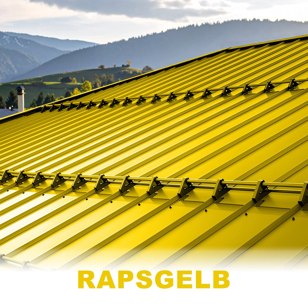 Dachfarbe 3in1 Metallschutzlack Dach Sockelfarbe Dachbeschichtung W500 0,75-5L - Rapsgelb / 750ml