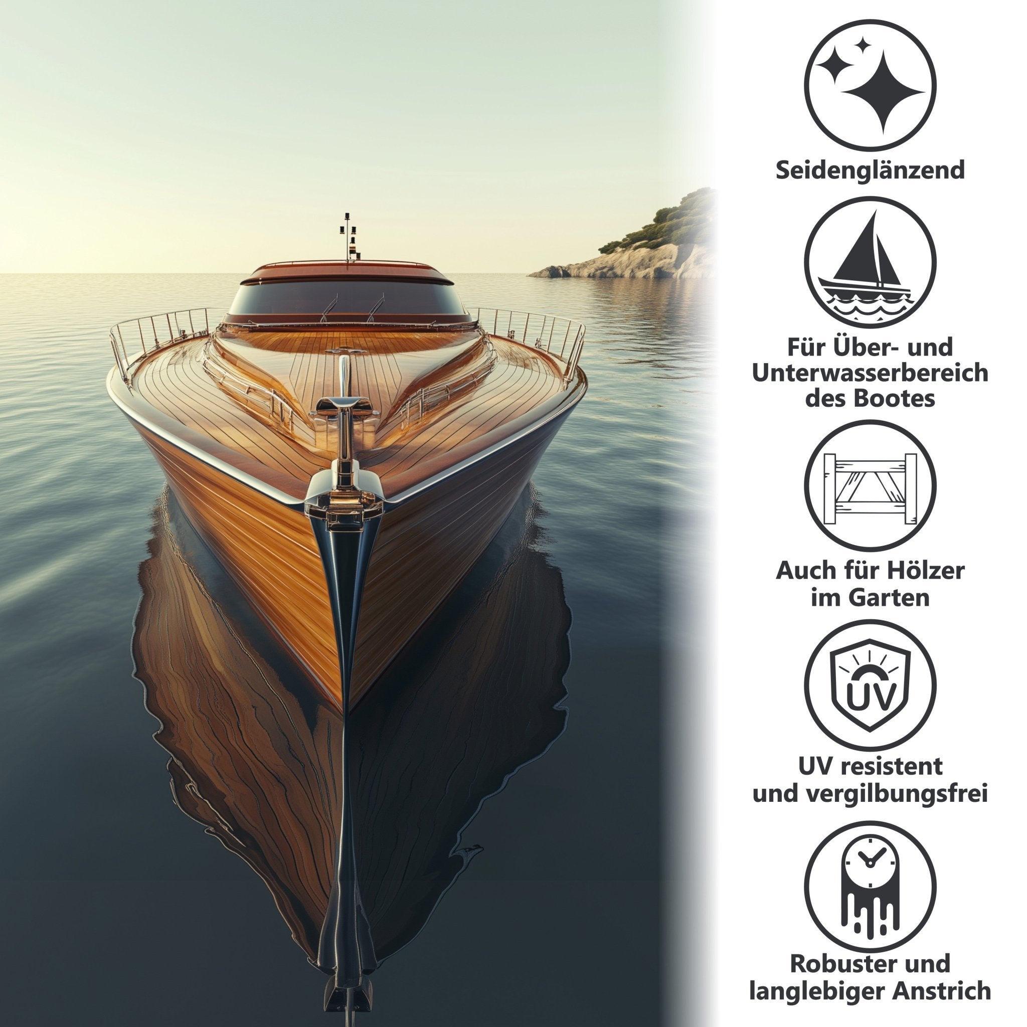 Bootslack Bootsfarbe Schiffslack Holzlack Seidenglänzend für Holz Boot Schiff W400 0,75 - 5L - WO - WE.SHOP