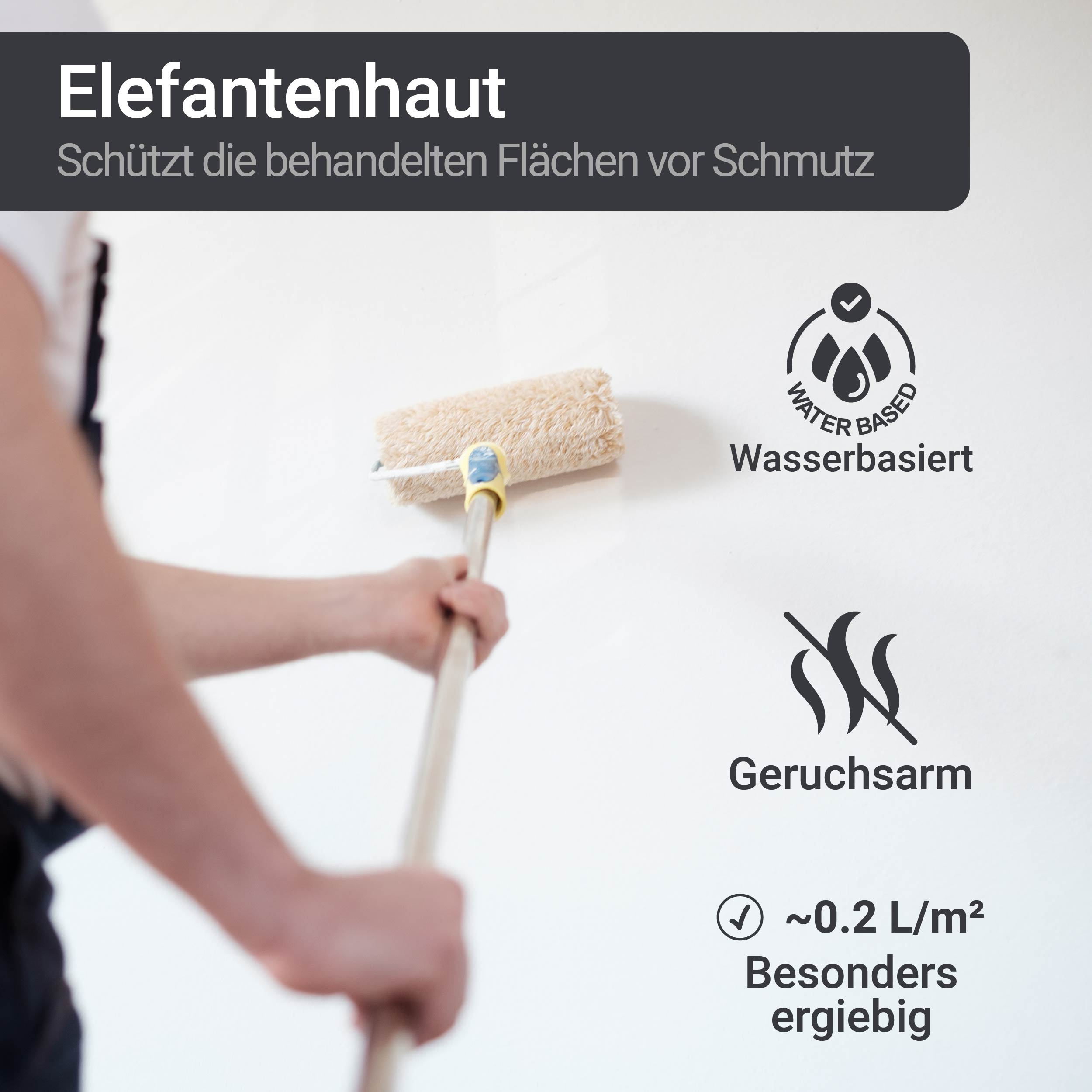 Fonteino Elefantenhaut Wandschutz Tapetenschutz Abwaschbare Wandfarbe –  transparent 5L