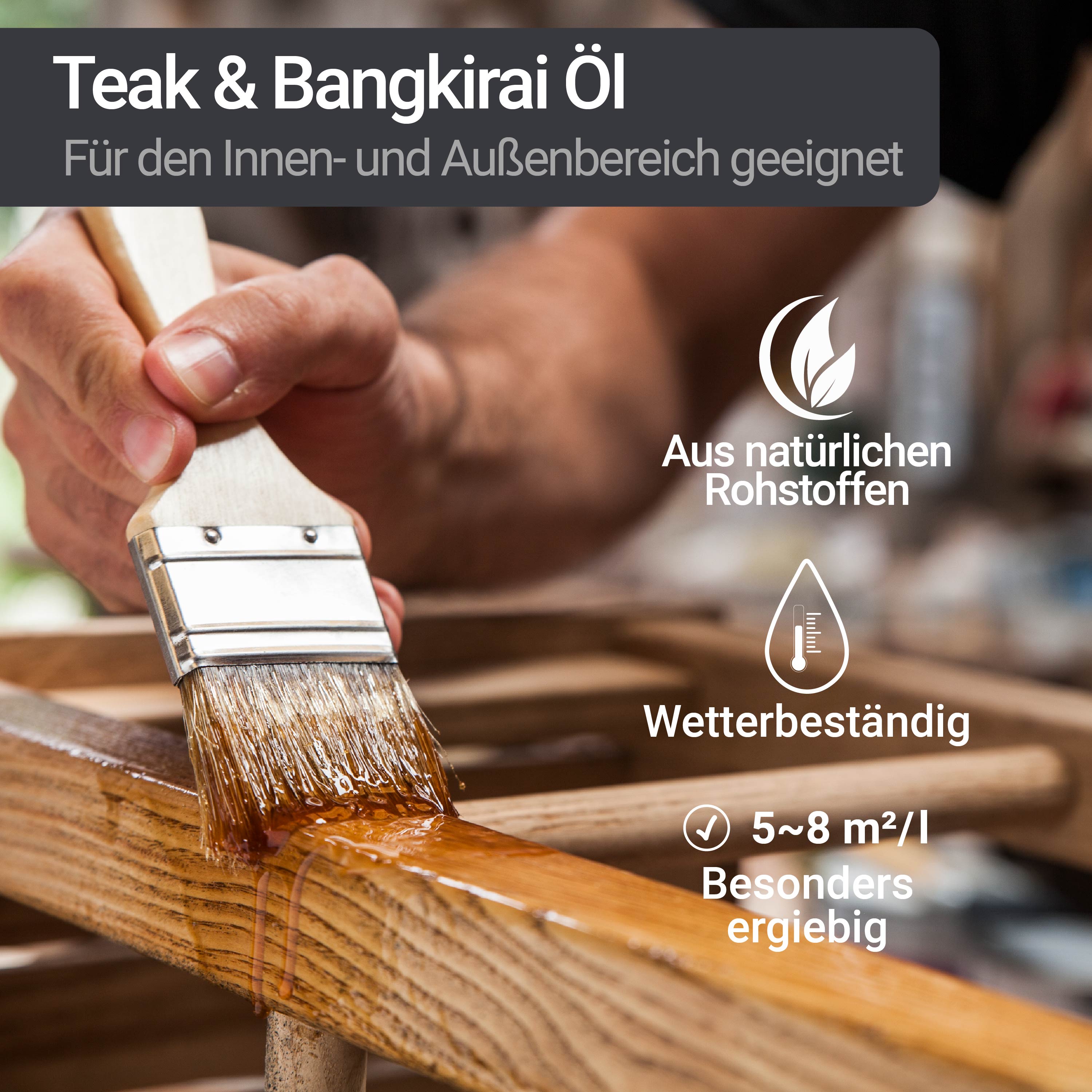 Aceite natural Teca y Bangkirai para protección y cuidado para madera W205