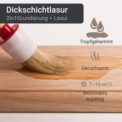 Dickschichtlasur 2in1 Holzlasur Holzschutzlasur außen und innen W220 0,75-2,5L