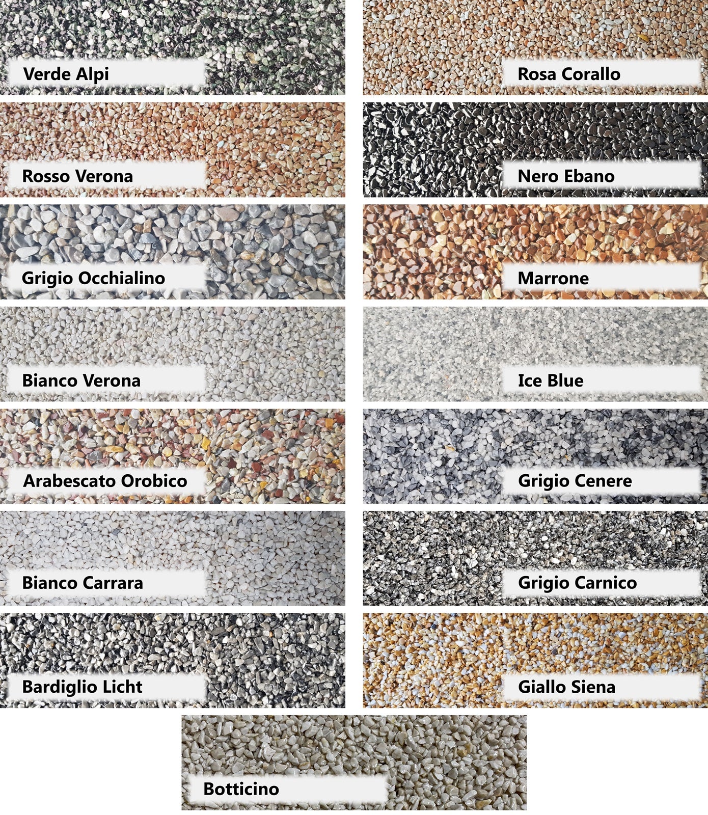 Set di tappeti in pietra da 25 kg rivestimento per pavimenti ghiaino resinato di marmo granulati naturali W730 - 2qm